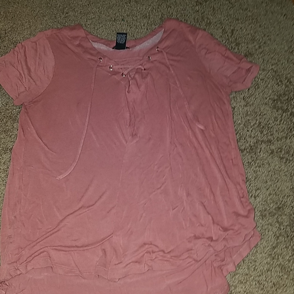 Pink lace up top